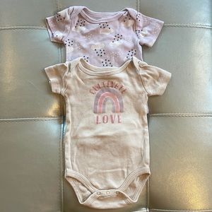 Koala Baby Girl 2 Pack Bodysuit Size 0-3 Months Rainbow Cultivate Love Purple